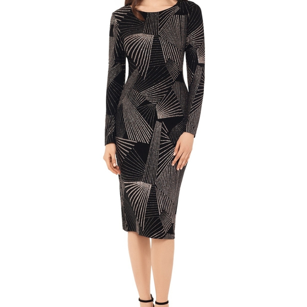 Betsy & Adam Geometric Pattern Dress (glitter)